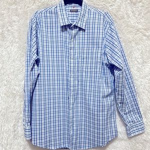 Van Heusen Traveler blue plaid men’s slim fit shirt size L16-16.5